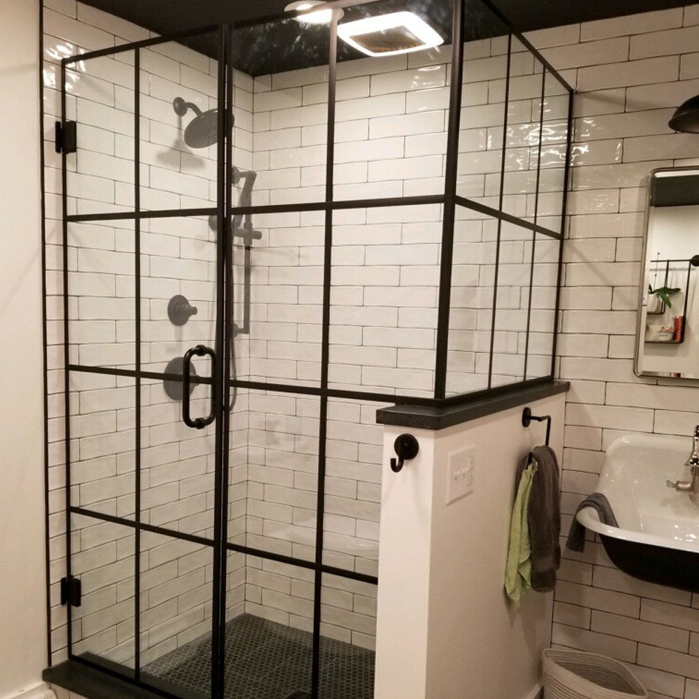 Black Modern Geometric panel shower door