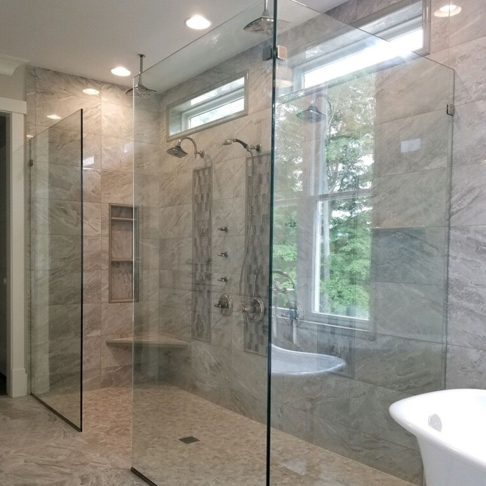 walk-in splash panel shower door by The Shower Door Specialists